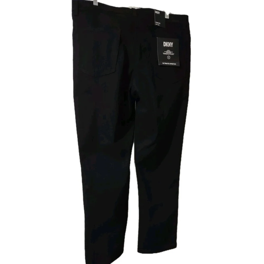 DKNY Pants 36x30 Mens Slim Fit Ultimate Stretch Black Norm Core Streetwear Edgy